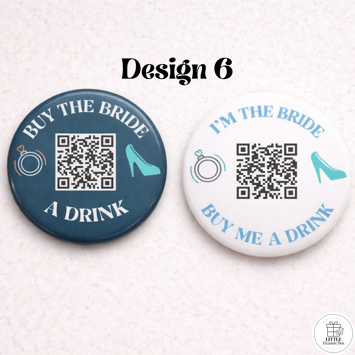 Buy Me a Drink QR Code Button – Bachelorette Party Bride Pin – Custom Wedding Shower Badge – Fun Bridal Party Accessory