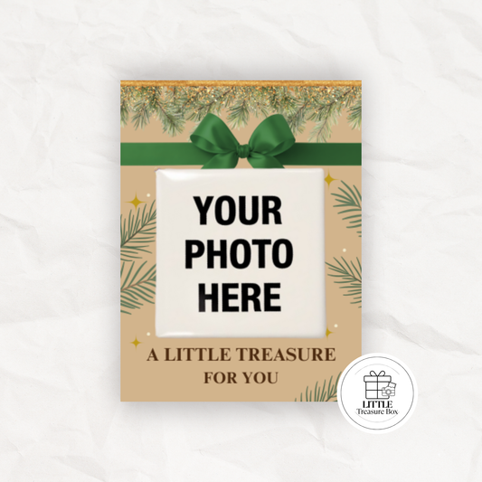 Custom Photo Magnet Christmas Gift – Holiday Keepsake with Mini Backing Card