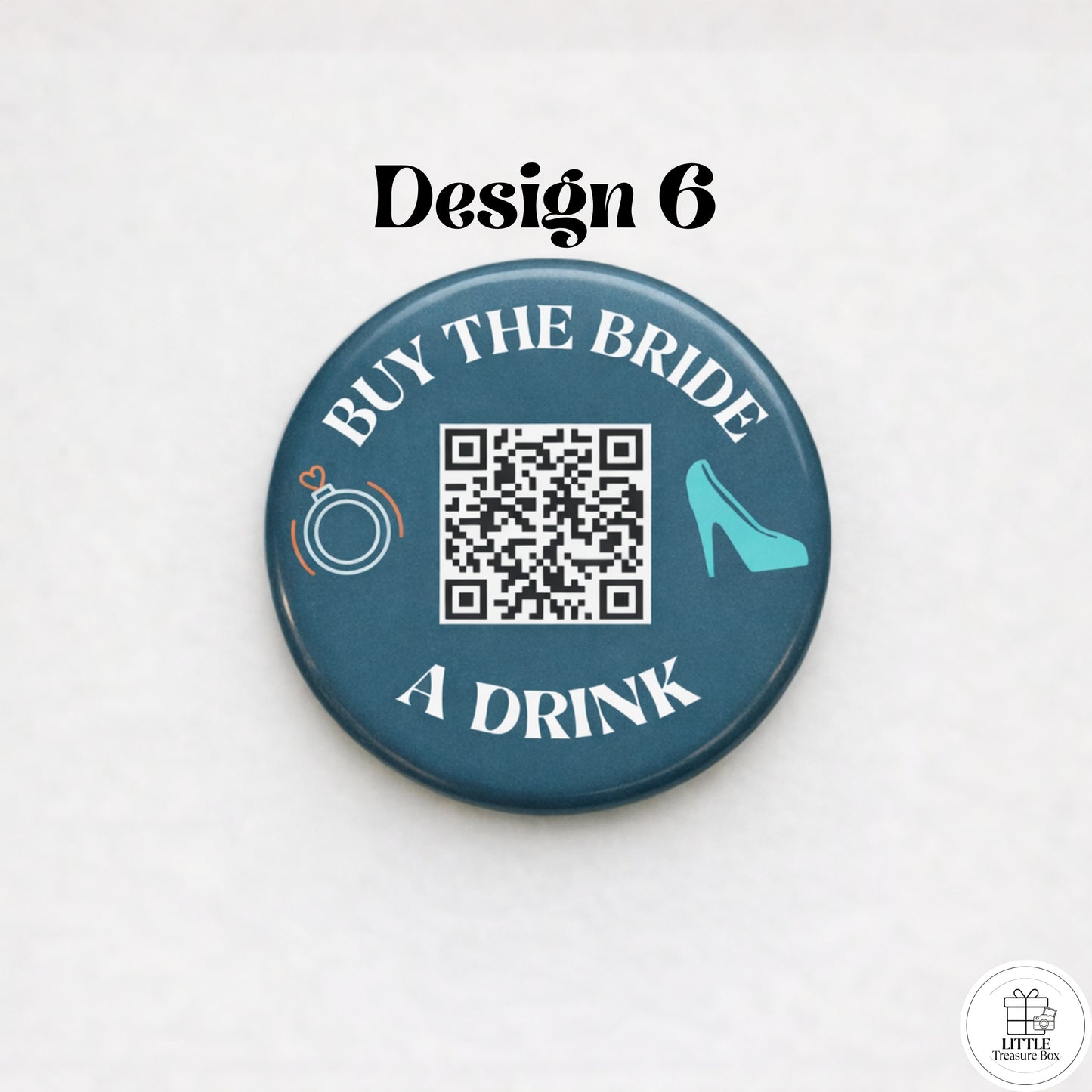 Buy Me a Drink QR Code Button – Bachelorette Party Bride Pin – Custom Wedding Shower Badge – Fun Bridal Party Accessory