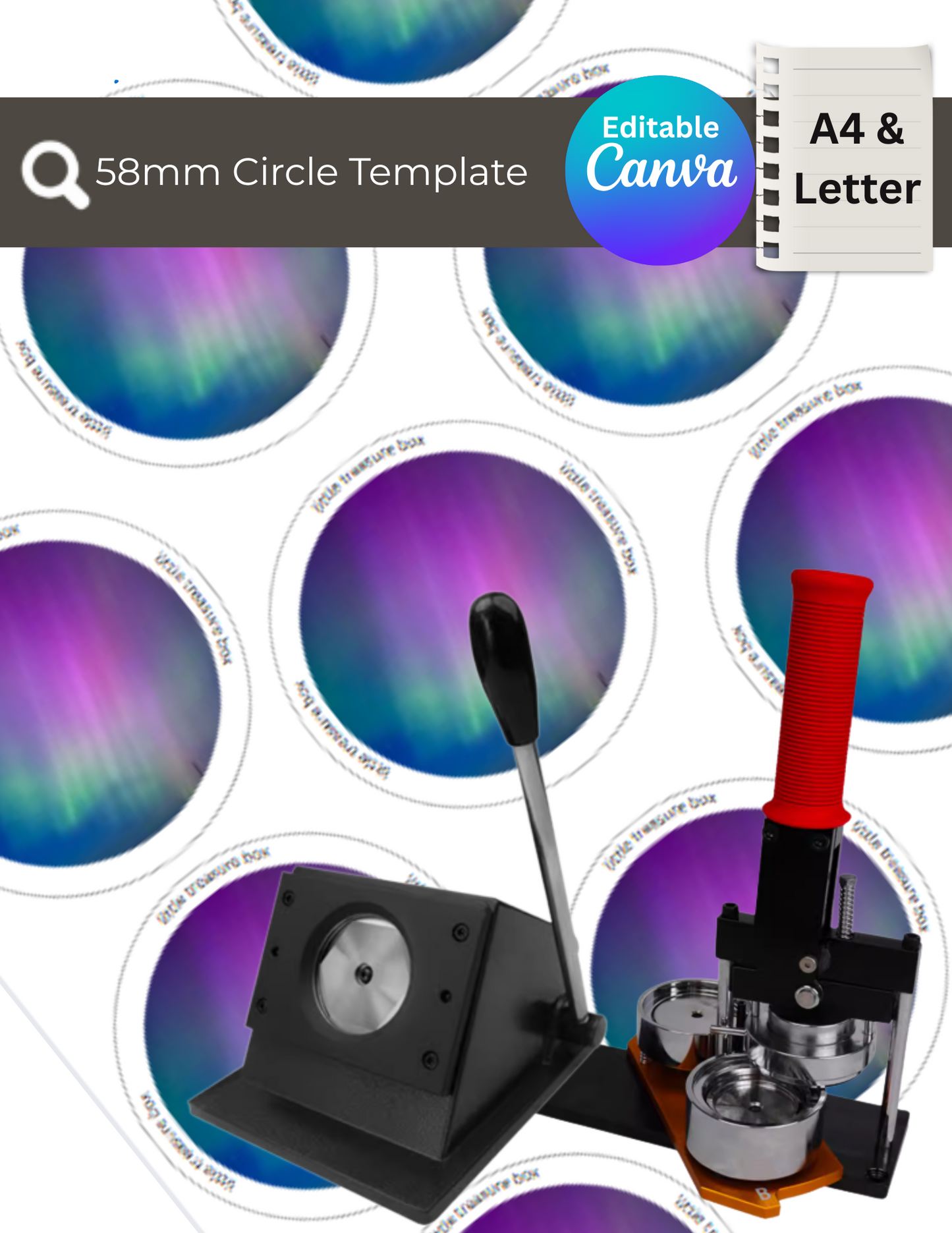 Canva Template for Custom 58mm Circle