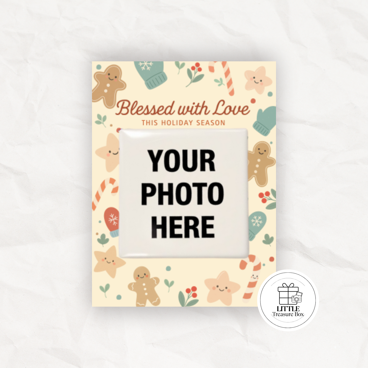 Custom Photo Magnet Christmas Gift – Holiday Keepsake with Mini Backing Card