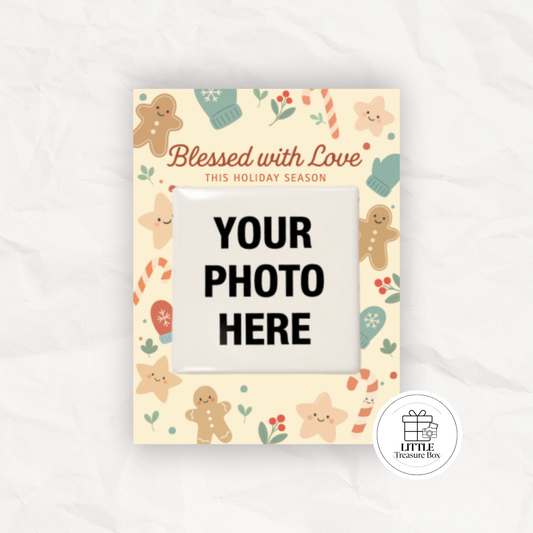 Custom Photo Magnet Christmas Gift – Holiday Keepsake with Mini Backing Card
