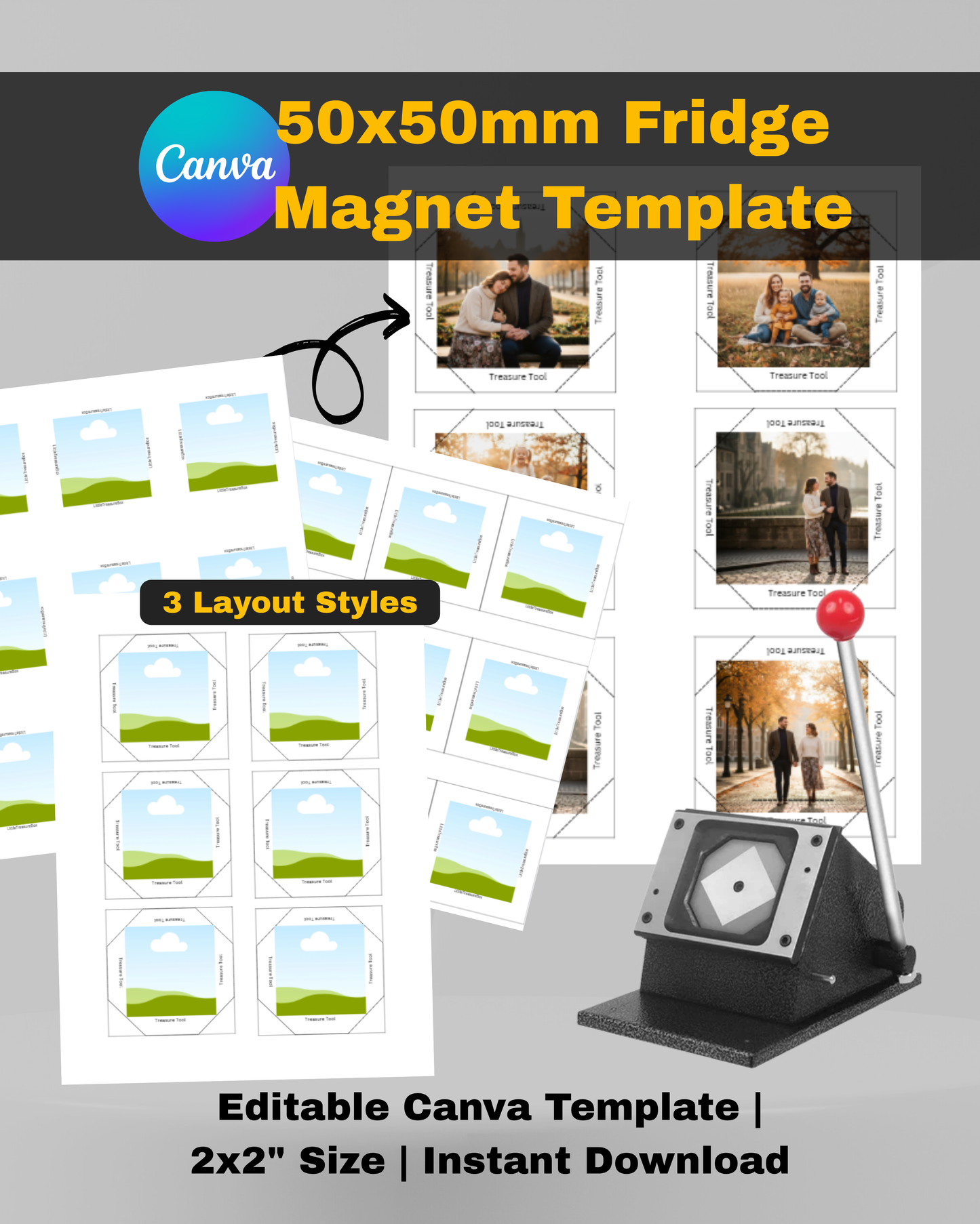 Canva Template for Custom 50x50mm Photo Magnets