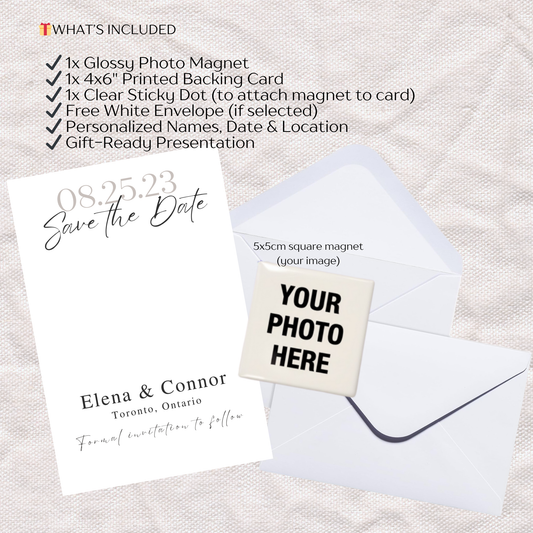 Save the Date Magnet Gift Set – Personalized Photo Magnet with Cardstock
