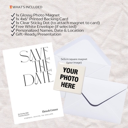 Save the Date Magnet — Square Personalized Photo Magnet with Cardstock
