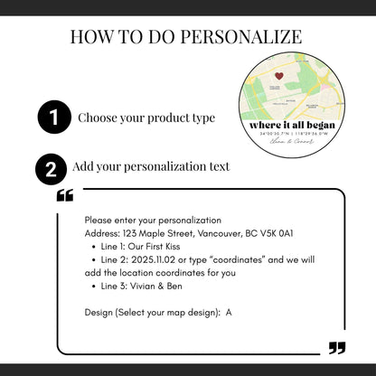 Personalized Our First Date Map Car Ornament