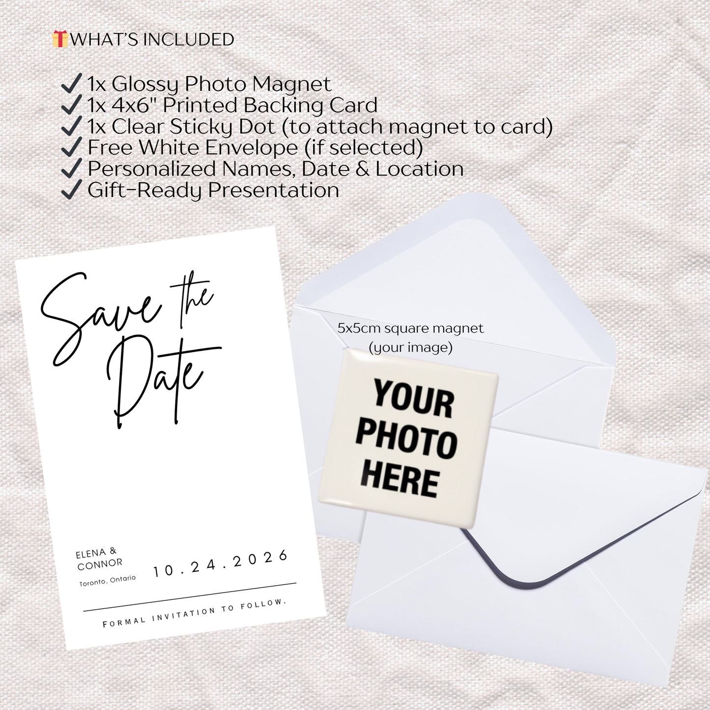 Save the Date Magnet Invitation – Square Magnet with Cardstock