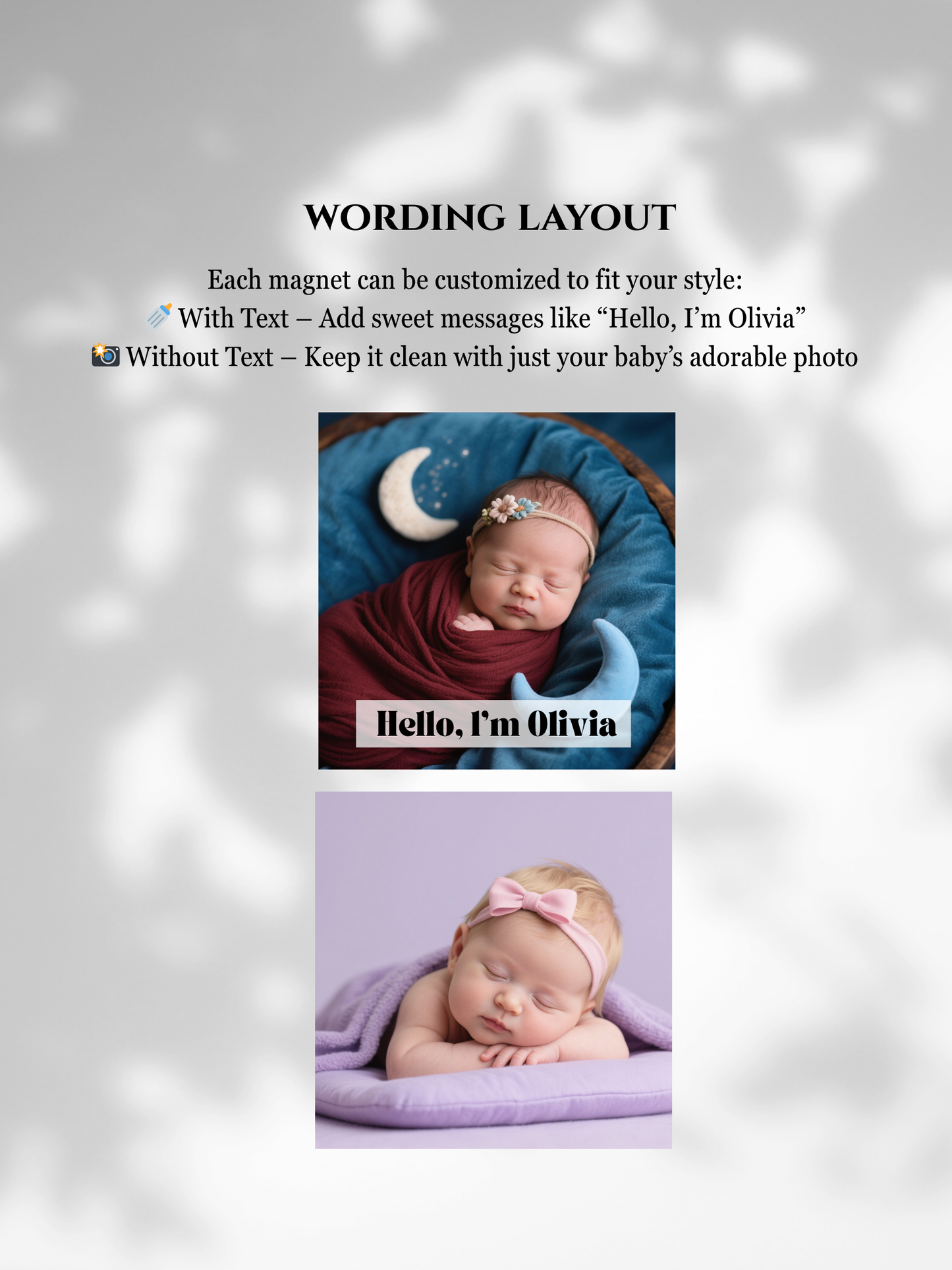 Baby Announcement – Personalized Square Magnet with Cardstock