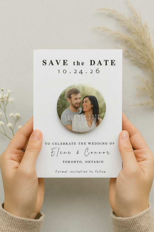 Save the Date Magnet Invitation – Personalized Round Magnet with Cardstock