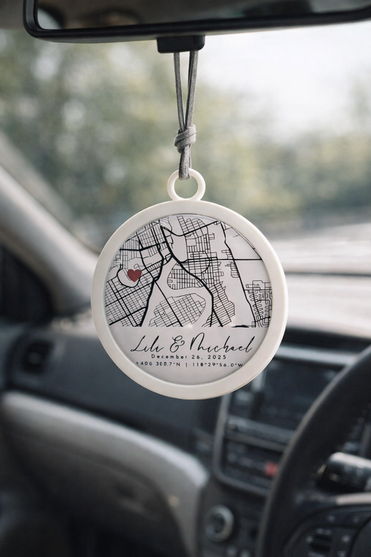 Personalized Our First Date Map Car Ornament
