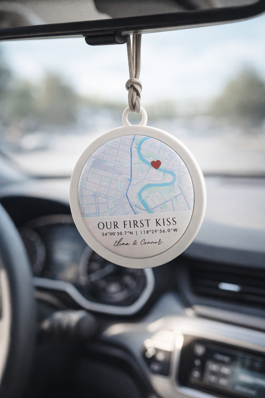 Personalized Our First Date Map Car Ornament