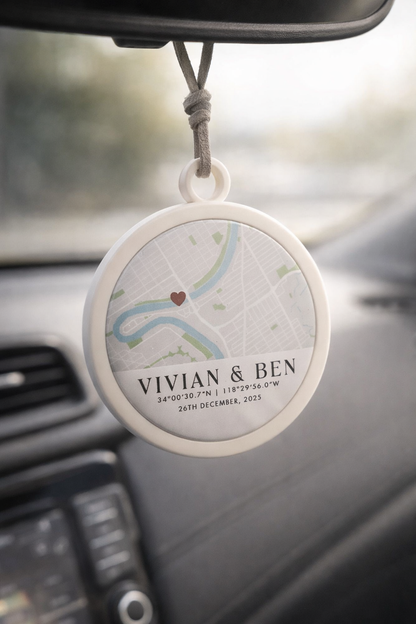 Personalized Our First Date Map Car Ornament