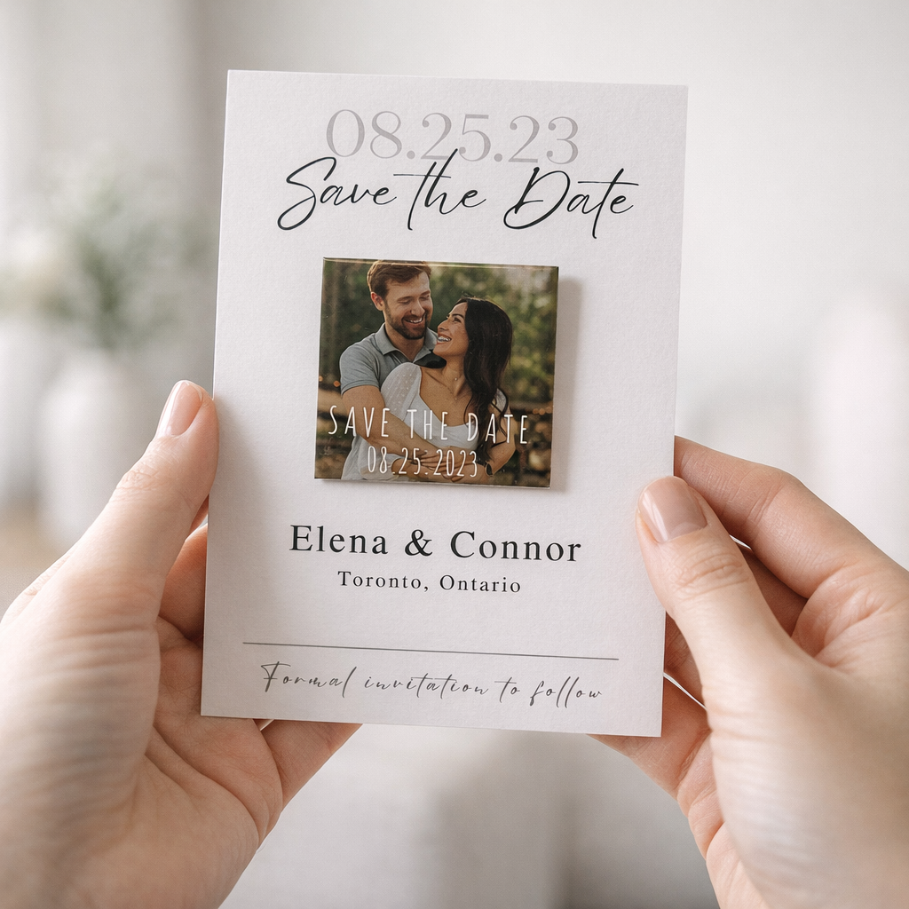 Save the Date Magnet Gift Set – Personalized Photo Magnet with Cardstock