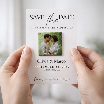 Save the Date Magnet — Square Personalized Photo Magnet with Cardstock