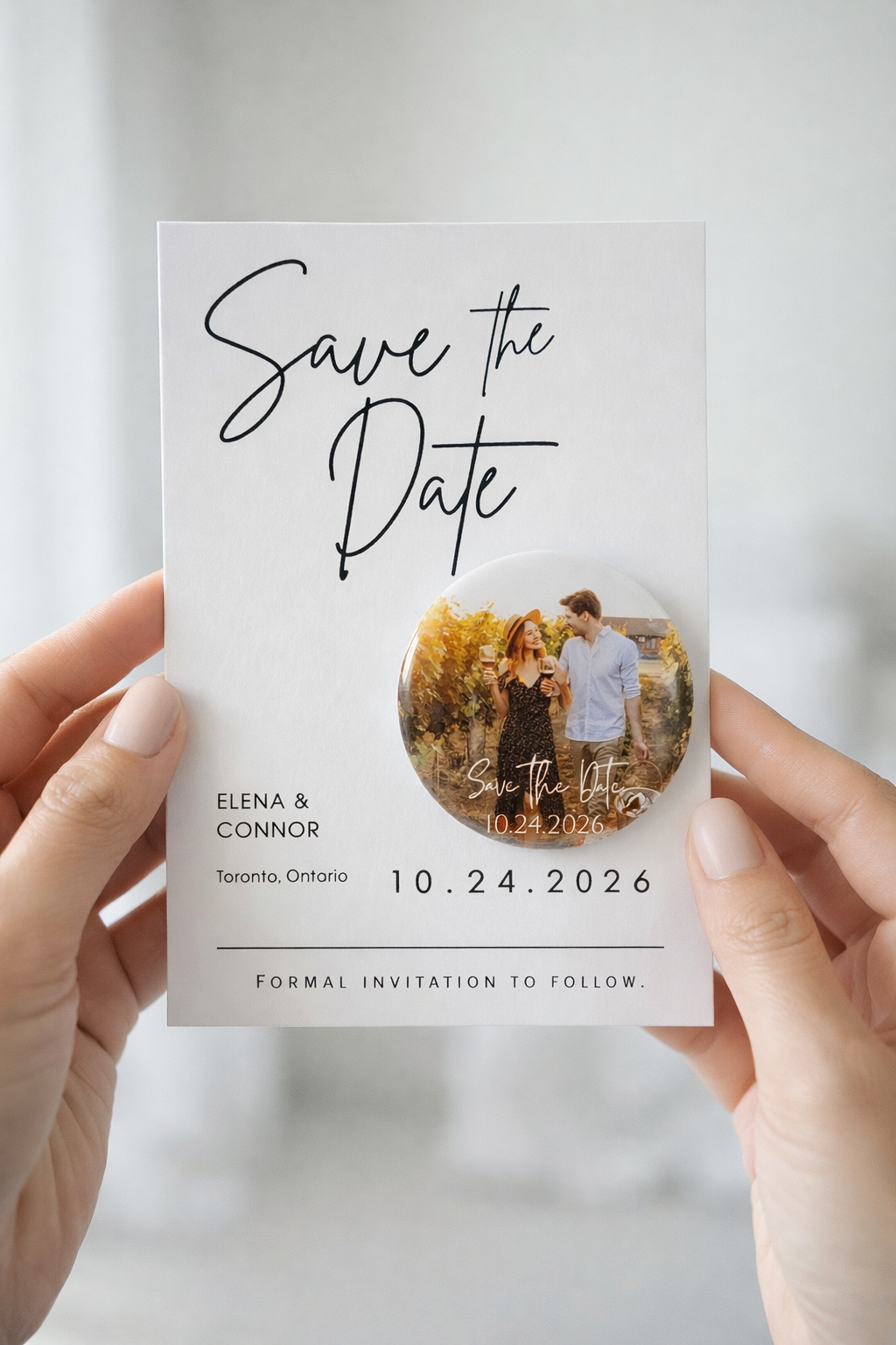 Save the Date Magnet Invitation – Personalized Round magnet with Cardstock