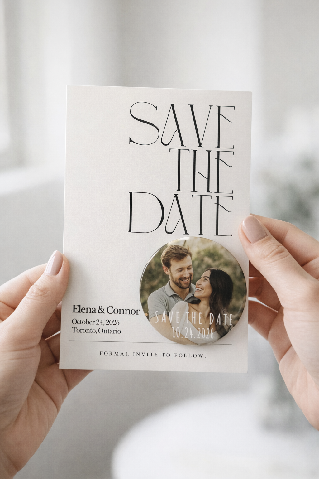 Save the Date Magnet Invitation – Personalized Round Magnet with Cardstock