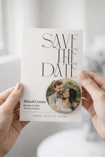 Save the Date Magnet Invitation – Personalized Round Magnet with Cardstock