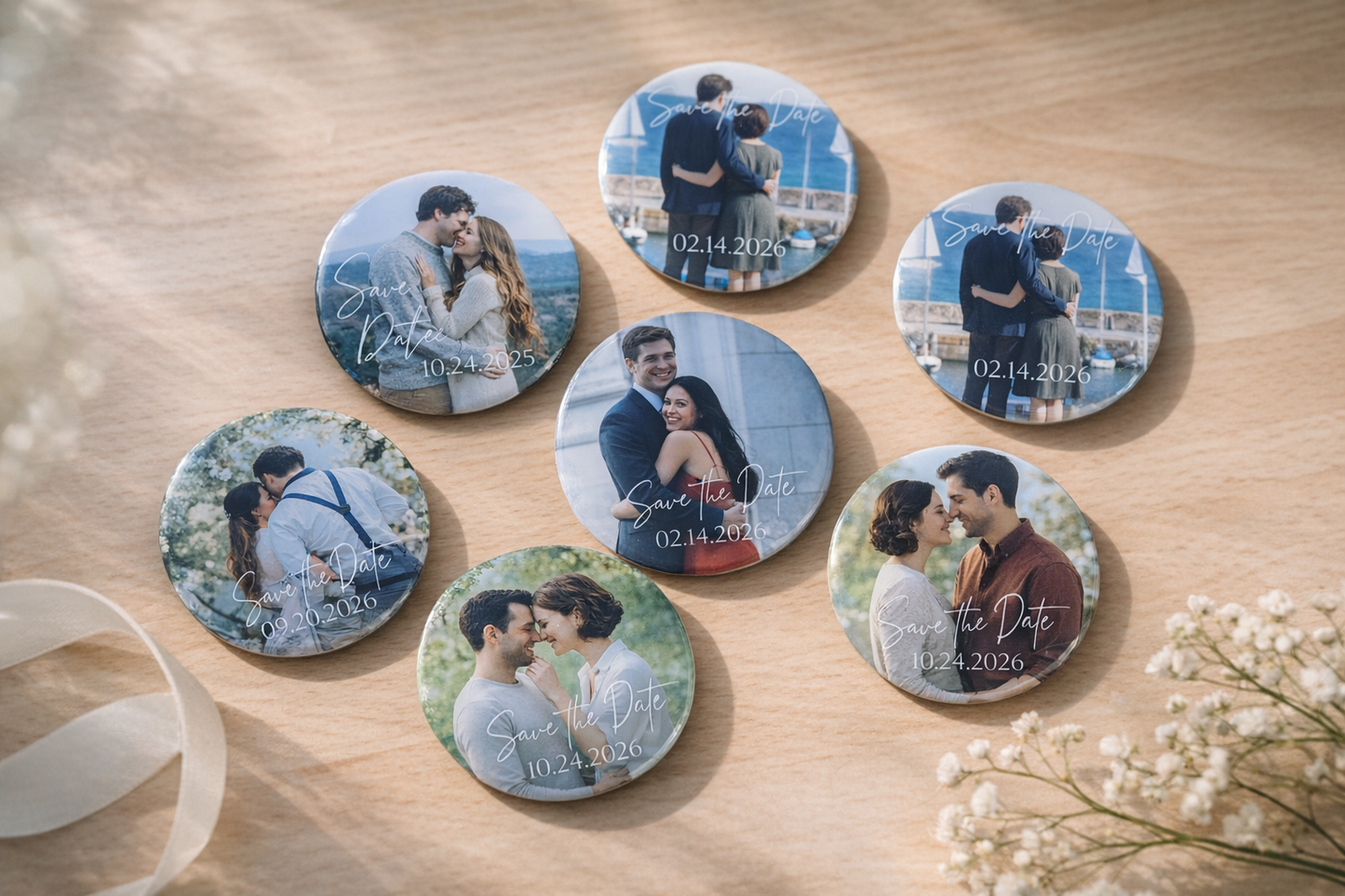 Save the Date Magnet Invitation – Personalized Round Magnet with Cardstock