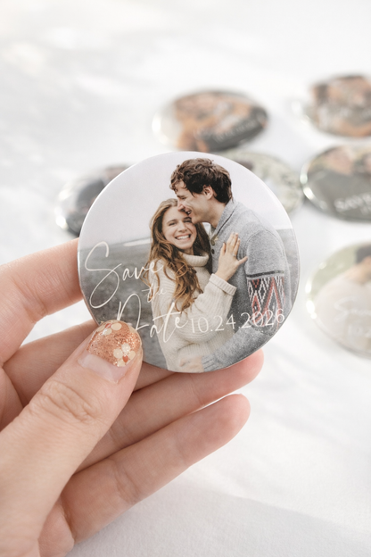Save the Date Magnet Invitation – Personalized Round Magnet with Cardstock