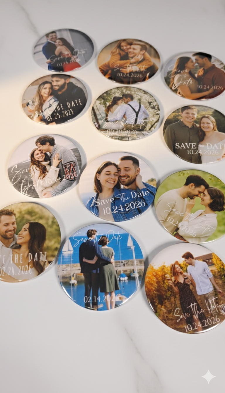 Save the Date Magnet Invitation – Personalized Round magnet with Cardstock