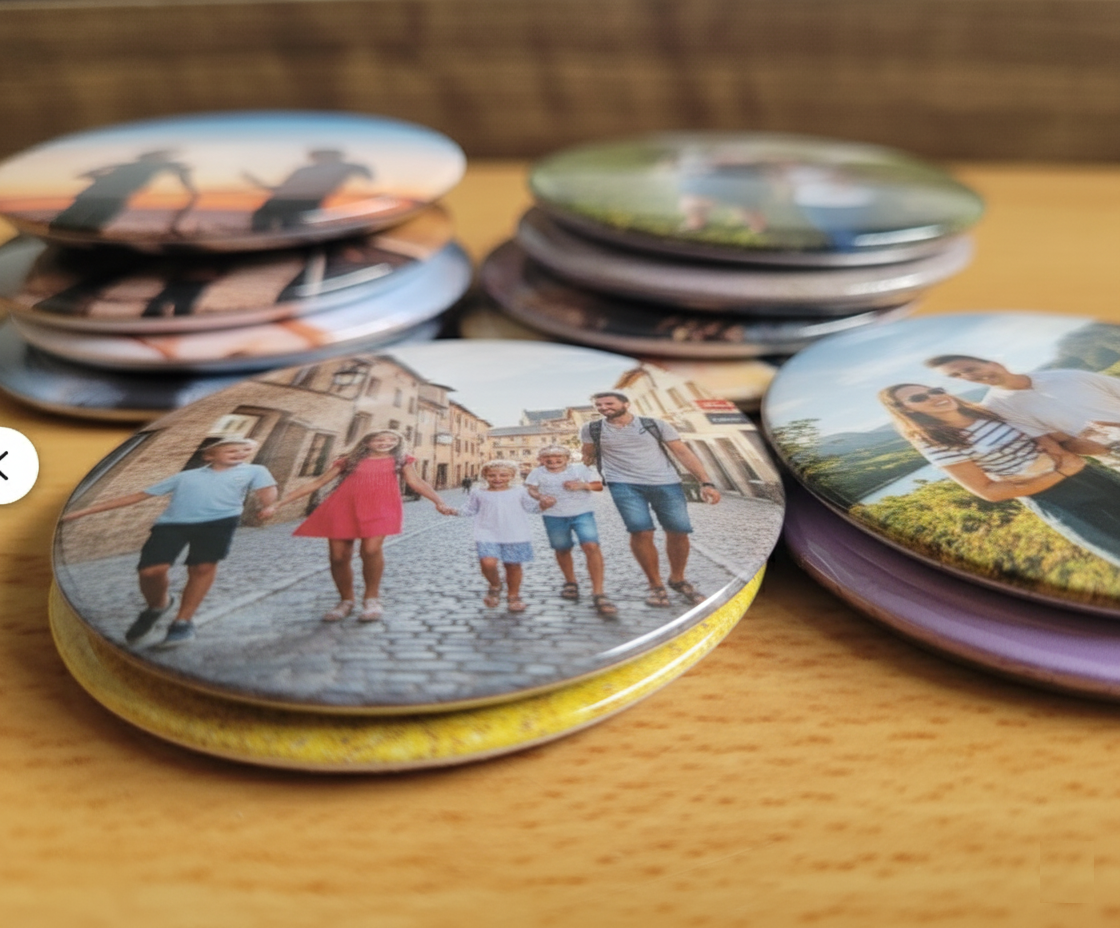 Round Photo Magnet, Pin, Bottle Opener, Mirror 58mm