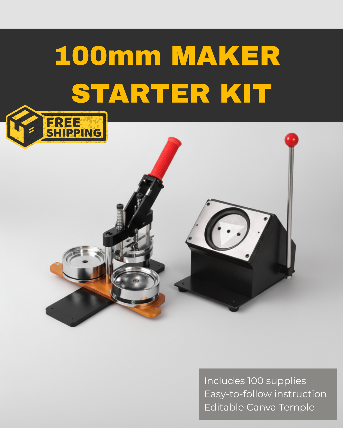 Pro Button Badge 100mm  Machine Starter Business Kit with 100 Material Sets
