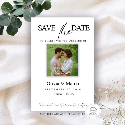 Save the Date Magnet — Square Personalized Photo Magnet with Cardstock