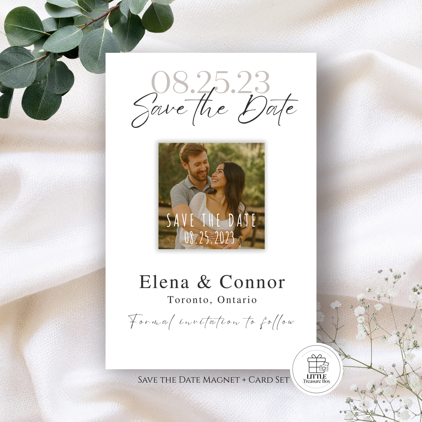 Save the Date Magnet Gift Set – Personalized Photo Magnet with Cardstock