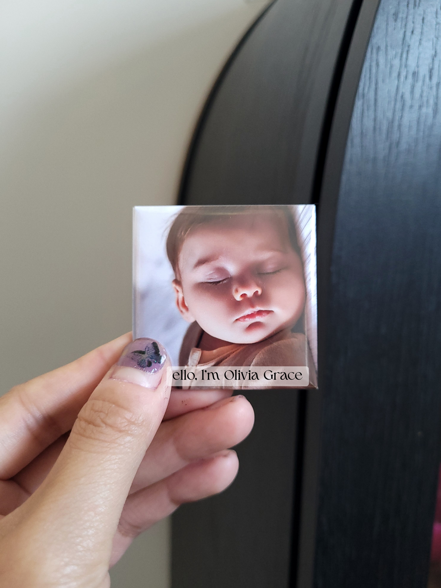 Baby Announcement – Personalized Button Magnet with Cardstock