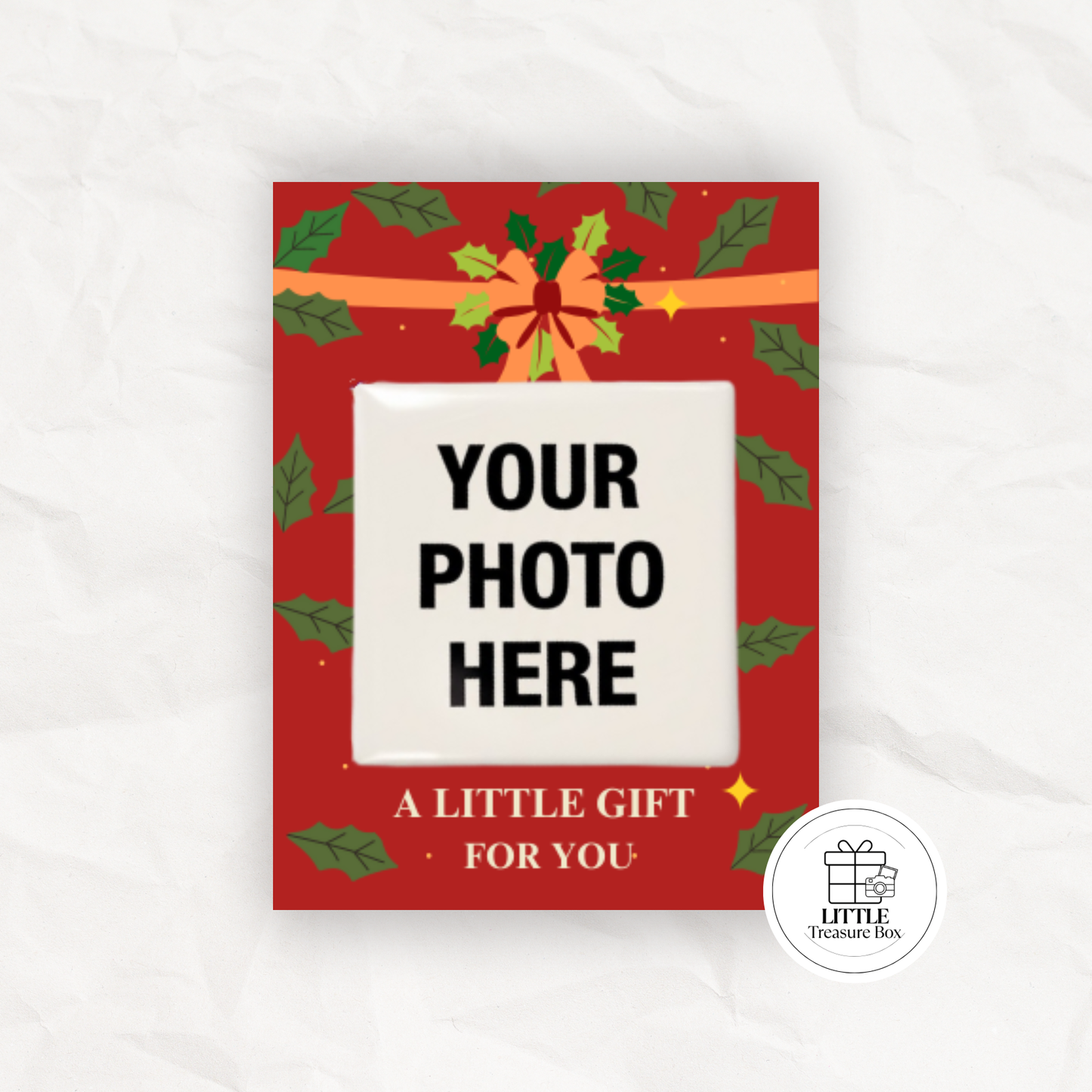 Custom Photo Magnet Christmas Gift – Holiday Keepsake with Mini Backing Card