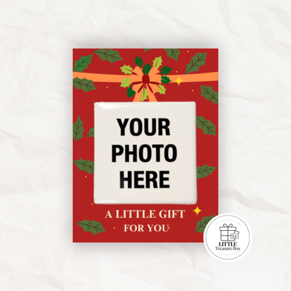 Custom Photo Magnet Christmas Gift – Holiday Keepsake with Mini Backing Card