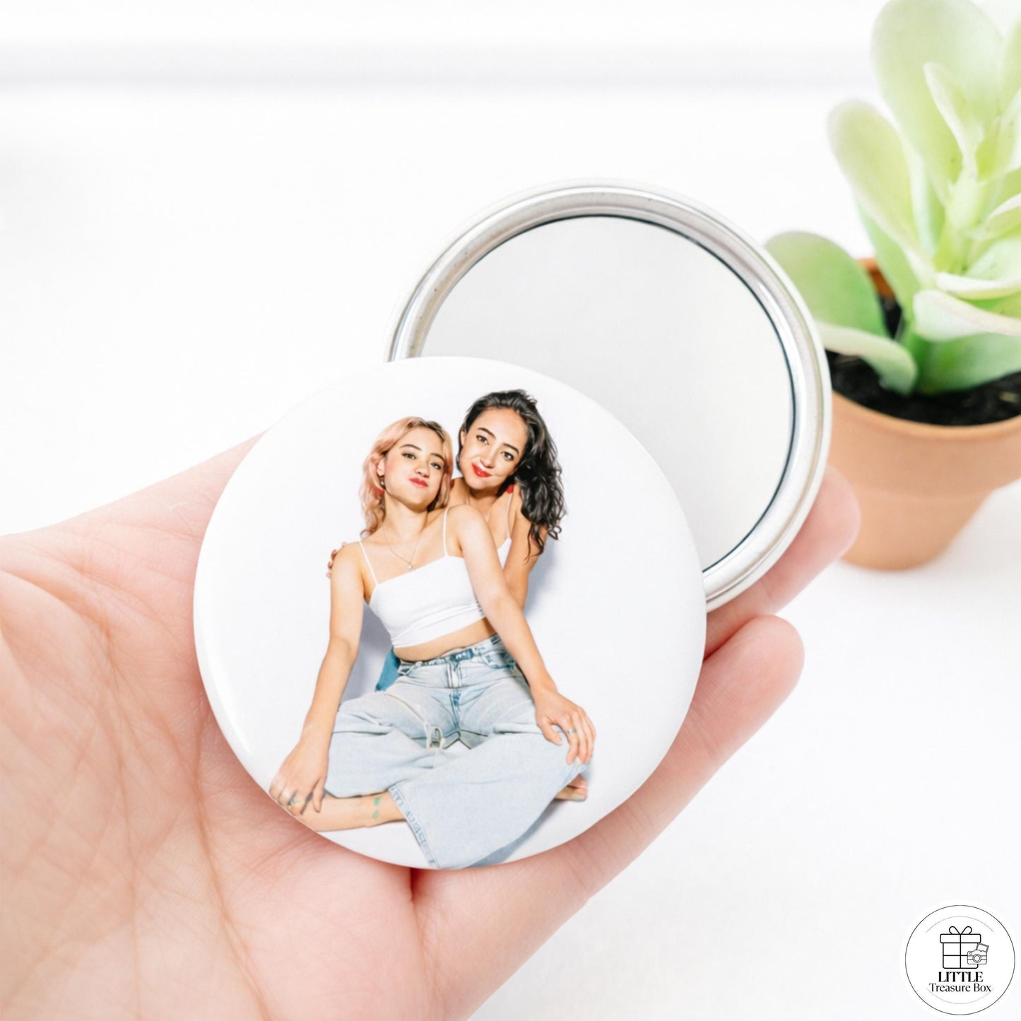 Couple Photo Gift – Personalized Keychain, Mirror, Opener, or Pin