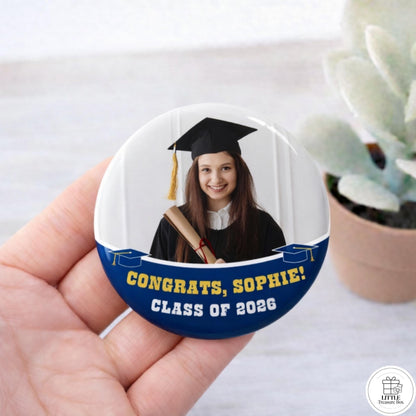 Graduation Photo Button, Keychain, Bottle Opener or Mirror, Magnet | Custom Name & Photo | Class of 2026 Gift