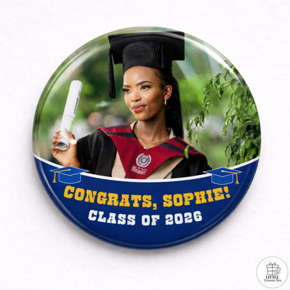 Graduation Photo Button, Keychain, Bottle Opener or Mirror, Magnet | Custom Name & Photo | Class of 2026 Gift