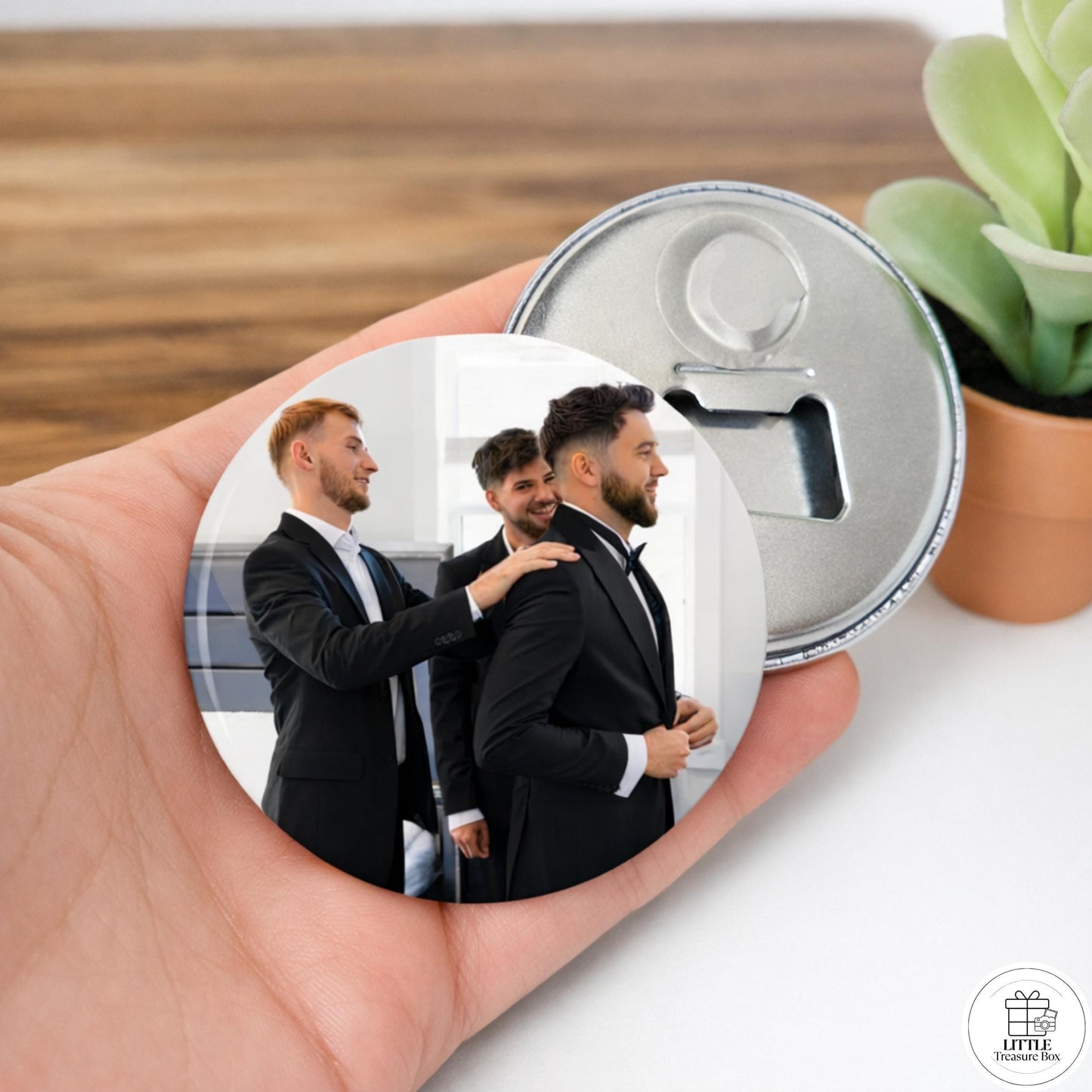 Couple Photo Gift – Personalized Keychain, Mirror, Opener, or Pin