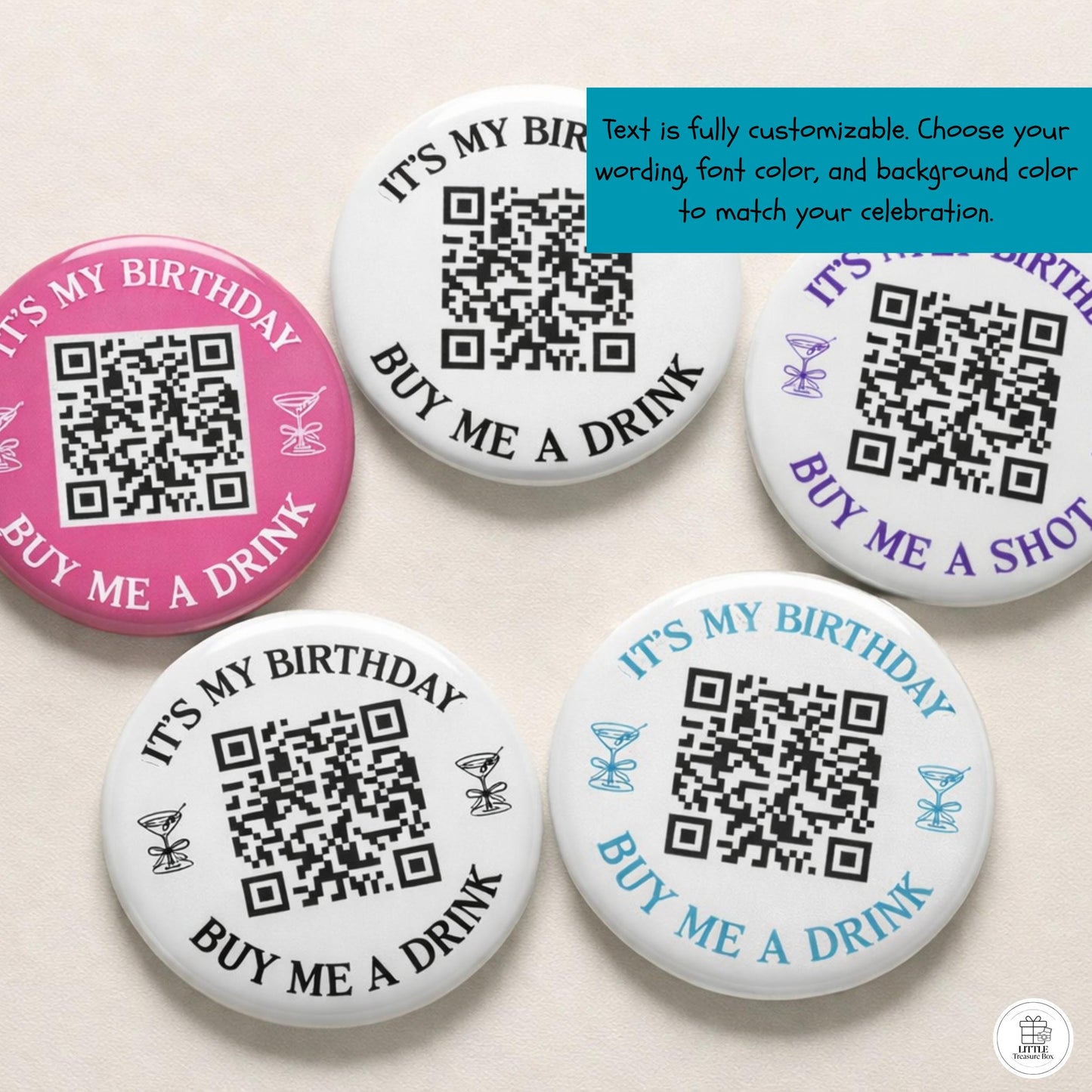 It's My Birthday Buy Me a Drink QR Code Button