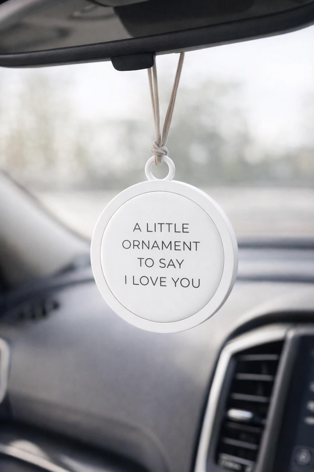 Personalized Car Hanging Ornament – Minimal Quote Tag – “A Little Ornament to Say I Love You” – Custom Text Available