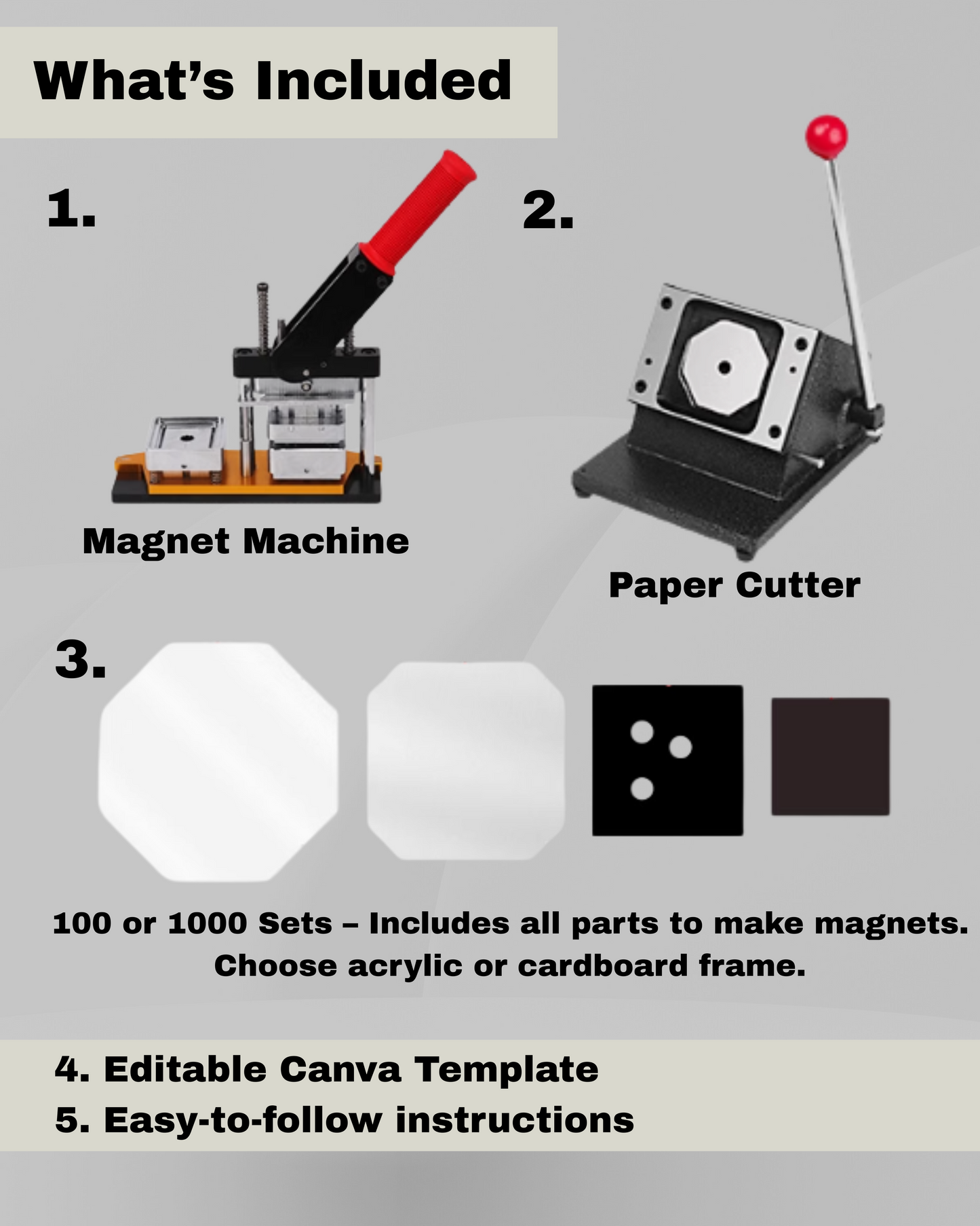Pro Magnet Machine Starter Kit – 80x80mm (with Material Sets and canva template)