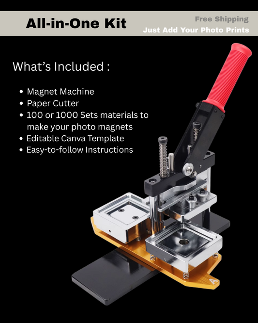 Pro Magnet Machine Starter Kit – 80x80mm (with Material Sets and canva template)