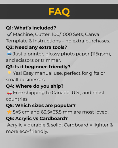 Pro Magnet Machine Starter Kit – 80x80mm (with Material Sets and canva template)