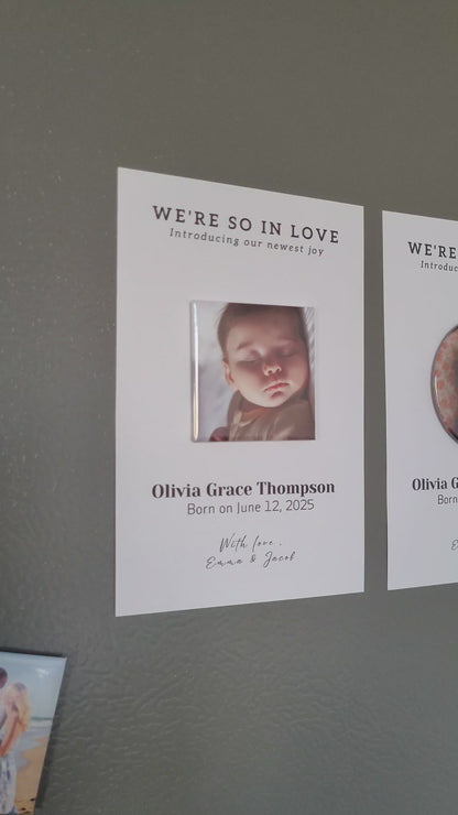 Baby Announcement – Personalized Button Magnet with Cardstock